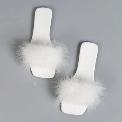 Women's Square Toe Flat Sandals, Fashion Party Strap Slippers, Black Sexy Slide Sandals To Match Dress, Spring/Summer