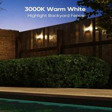 JACKYLED 8/12/16-Pack Solar Outdoor Deck Step Lights 3-Side 270°Lighting 7 LED Upgraded Solar Stair Lights IP65 Waterproof Solar Fence Lighting - 暖白 - 查看 4