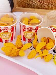 創意桶包炸雞&雞翅膀形狀橡皮擦套裝適用於學生作為結尾的,聖誕節禮物,文具用品 - 彩色 - 查看 2