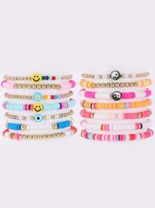 Yin & Yang Decor Beaded Bracelet - Multicolor - View 1