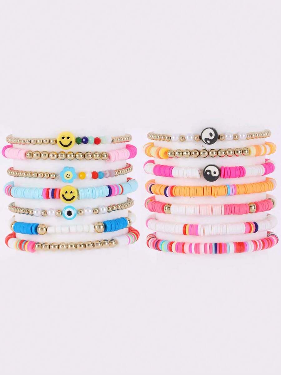 Yin & Yang Decor Beaded Bracelet - Multicolor - View 1