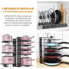 1pc Pot Rack With 8 Tiers, Pots And Pans Organizer For Kitchen Organization & Storage, Pot Lid Holders And Pan Rack, Lid Organizer For Pots And Pans, Home Kitchen Accessories-black - Black - View 2