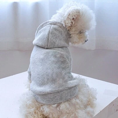 1件寵物服裝，秋冬款連帽純色運動衫，適用於小型/中型犬貓，柔軟舒適