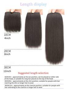 件裝帶髮夾夾的緩衝合成天然接發，4 英寸/8 英寸/12 英寸，耐熱纖維，隱形輕質，女式，淺棕色 - Light Brown - 查看 8