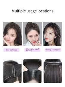件裝帶髮夾夾的緩衝合成天然接發，4 英寸/8 英寸/12 英寸，耐熱纖維，隱形輕質，女式，淺棕色 - Light Brown - 查看 9