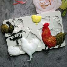 1入組公雞造型矽膠軟糖模具,糖果紙杯蛋糕巧克力模具,裝飾工具適用於蛋糕,廚房配件,生日派對 - 淺灰色 - 查看 1