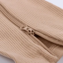 1pair Open Toe Compression Socks With Foot Decoration, Zipper Knee Socks - Apricot - View 5