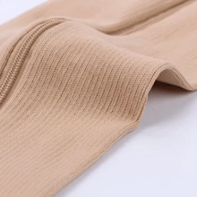 1pair Open Toe Compression Socks With Foot Decoration, Zipper Knee Socks - Apricot - View 6