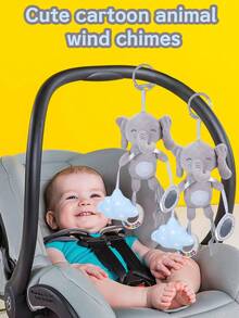 1個嬰兒玩具柔軟懸掛蜷縮吱吱聲感官學習玩具嬰兒新生兒嬰兒車汽車座椅嬰兒床旅遊活動毛絨動物風鈴,含咬嘴器,適用於男孩女孩（某些部分可能是隨機的） - 彩色 - 查看 4