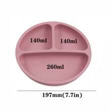 嬰兒餵食套裝矽膠圓碗，表情盤，帶食物接盤的分盤，碗，勺子，叉子，杯子套裝 - 紅色 - 查看 2