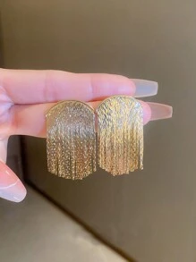 金屬流蘇耳環 - 金黃色 - 查看 1