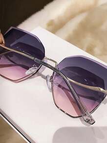 女士时尚眼镜，大脸设计，显瘦效果，夏季风格 - 紫色 - 查看 2