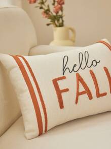 Hello Autumn Letter Embroidery Pillow Cover (1 Piece), Home Decor, Autumn & Winter Style - Multicolor - View 6