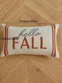 Hello Autumn Letter Embroidery Pillow Cover (1 Piece), Home Decor, Autumn & Winter Style - Multicolor - View 10
