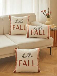 Hello Autumn Letter Embroidery Pillow Cover (1 Piece), Home Decor, Autumn & Winter Style - Multicolor - View 1