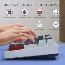 MageGee MK-Sky98 Mechanical Gaming Keyboard Hot Swappable Small Compact 98 Key 100% Anti-Ghosting LED Backlight Wired Gaming Keyboard for Laptop, Computer, Desk White Blue-Blue Switch - Blue - View 8