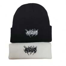 Men's Fashionable Windproof, Warm, Breathable Black & White Knit Beanie Hat Street