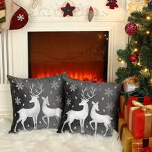 1 buc. Față de pernă cu broderie din catifea cu husă de pernă pentru canapea cu decor cu ren, gri, 18*18 inch - Gri - Vizualizare 5