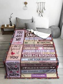 Manta de franela con con estampado diseño de uno con letra a hija - Multicolor - Ver 2
