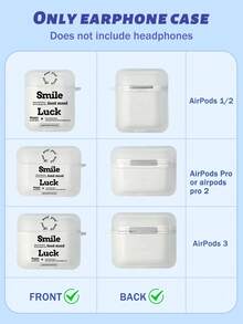 1個有掛鉤的字母印花半透明耳機盒,適用於蘋果airpods - 彩色 - 查看 5