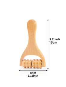1個木質齒式按摩器,手持式滾輪按摩器 - 杏色 - 查看 3
