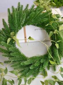 17 厘米 7 叉人造松枝逼真圣诞松针 DIY 花环场景装饰节日配件礼品盒装饰生日派对（10 件），圣诞节 - 綠色 - 查看 6