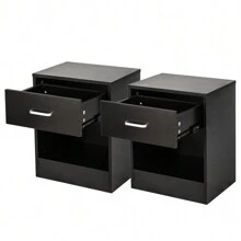 2pcs NightStands with Drawer Black - Black - View 7