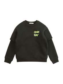 Áo nỉ dài tay 2 trong 1 có lót nhiệt thường ngày cho bé trai Tween, mùa thu/đông - màu đen - Xem 7