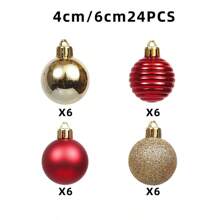 1 罐金色圣诞球，现代塑料圆形闪亮装饰性圣诞饰品，家居装饰最佳礼物 - 金色 - 查看 3