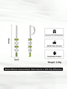 1對女性用正925純銀墜降耳環,4a級立方鋯鑲滿方形設計簡約優雅耳飾,是結婚紀念日/生日/婚禮/訂婚最佳禮物選擇