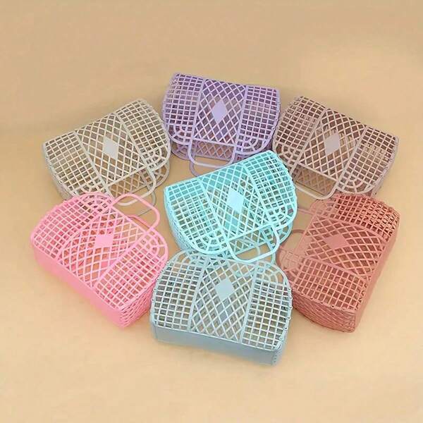 1 pezzo Borsa da doccia portatile in plastica traforata, borsa da spiaggia estiva, cestino portaoggetti e accessorio da viaggio essenziale, borsa da viaggio per vacanze, borsa sportiva per sport, fitness, esercizio, da donna e da uomo, borsa da palestra, borsa da yoga, durevole