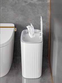 1入組家用窄空間按壓式垃圾桶,帶蓋適用於客廳、廚房和浴室 - 白色 - 查看 6