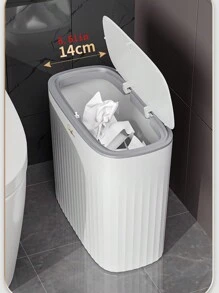 1入組家用窄空間按壓式垃圾桶,帶蓋適用於客廳、廚房和浴室 - 白色 - 查看 2