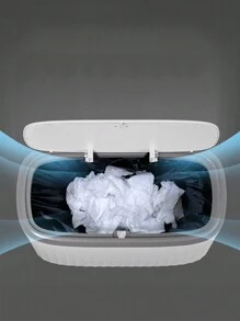 1入組家用窄空間按壓式垃圾桶,帶蓋適用於客廳、廚房和浴室 - 白色 - 查看 4