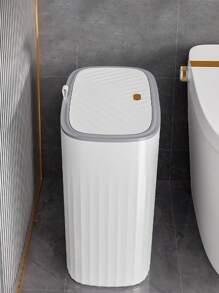 1入組家用窄空間按壓式垃圾桶,帶蓋適用於客廳、廚房和浴室 - 白色 - 查看 1