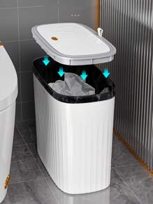 1入組家用窄空間按壓式垃圾桶,帶蓋適用於客廳、廚房和浴室 - 白色 - 查看 7