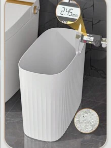 1入組家用窄空間按壓式垃圾桶,帶蓋適用於客廳、廚房和浴室 - 白色 - 查看 5