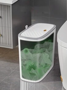 1入組家用窄空間按壓式垃圾桶,帶蓋適用於客廳、廚房和浴室 - 白色 - 查看 8