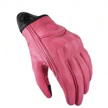 复古真皮女士摩托车手套 粉色电动自行车手套 摩托车手套 自行车骑行手套 - 粉色 - 查看 4