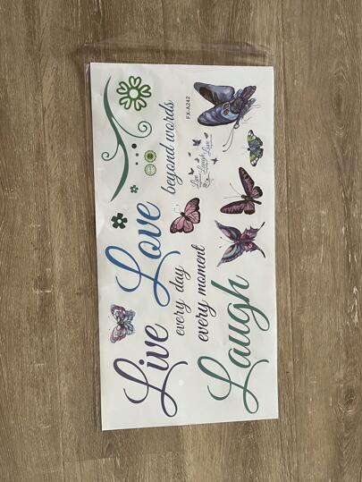 1Pc Self-Adhesive PVC Stiker Dinding Kreatif Slogan Kupu-kupu Grafis Tahan Air Stiker Dinding untuk Ruang Tamu