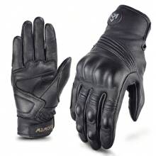 MJMOTO Goat Skin Summer Breathable Real Leather Motorcycle Gloves Touch Operate Gloves Moto Fist Palm Protect Men Racing Motocross Gloves - Black - View 6