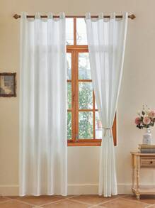 Cortinas Blancas Puras De Moda Y Simples Adecuadas Para La Sala De Estar - Blanco - Ver 2