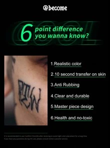 Pegatinas de tatuaje con diseño de corazón con espinas, hierbas, estilo fresco, impermeable, de alta gama, para clavícula o brazo de mujeres - Negro - Ver 7