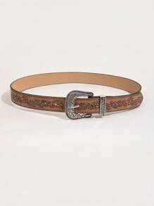 1pc Women's Black Fashion Punk Western Style Decorative Belt Summer, School Fall, Autumn, Halloween - Brown - View 3
