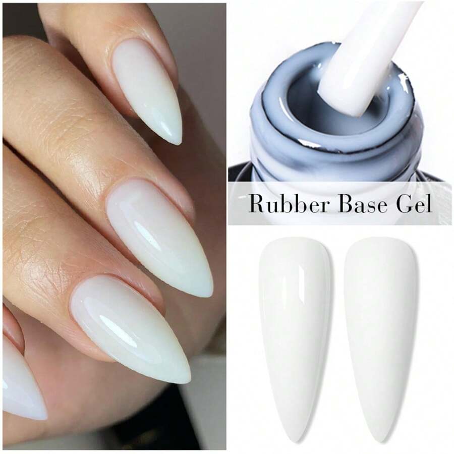 7ML Milky White Rubber Base Gel Nail Polish Pink Nude Color Semi