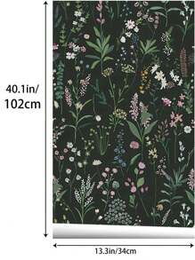 1入組PVC牆紙花卉圖案家用牆面膠卷 - 綠色 - 查看 4