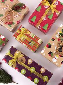 6入組隨機選擇聖誕節禮品包裝紙,派對禮品包裝紙閃閃發光,聖誕節禮品包裝用品
