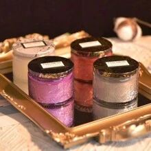 1pc Aromatherapy Scented Candle In Red Relief Glass Cup For Festival, Home Decor, Creative Birthday Gift - Purple - View 4