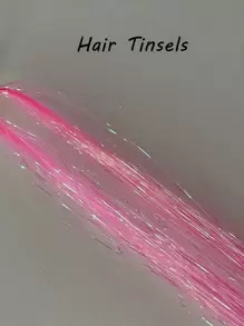 1 sợi tóc kim tuyến dài thẳng nối tóc cho lễ hội tiệc tùng làm nổi bật tóc nối lấp lánh sáng bóng cho Halloween - Màu Hồng  San hô - Xem 3