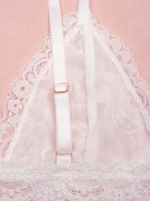 性感蕾絲內衣無線薄三角杯內衣,深v領,無背,可調節